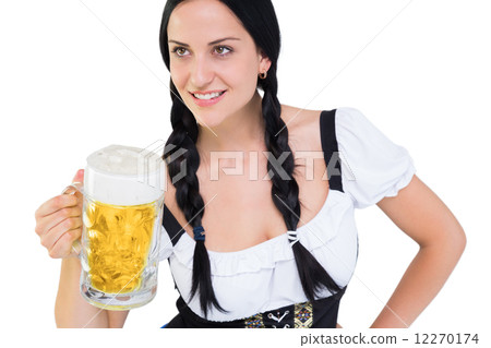 Pretty oktoberfest girl holding beer tankard 12270174