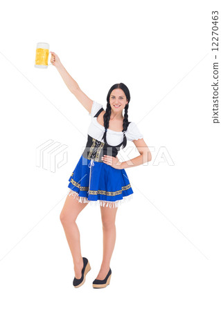 Pretty oktoberfest girl holding beer tankard 12270463
