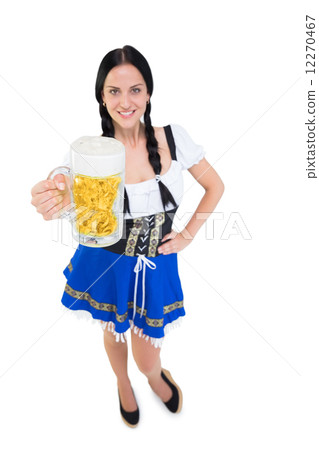 Pretty oktoberfest girl holding beer tankard 12270467