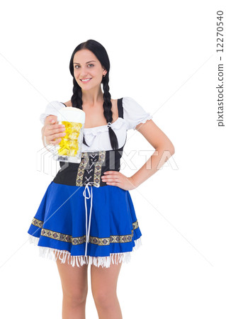 Pretty oktoberfest girl holding beer tankard 12270540