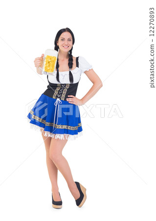 Pretty oktoberfest girl holding beer tankard 12270893