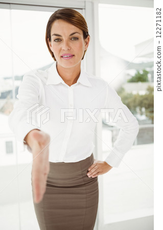 Beautiful businesswoman offering handshake in office 12271182