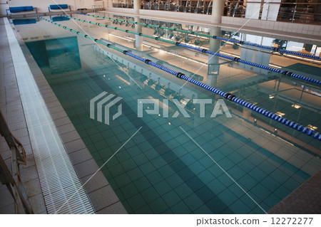 Empty swimming pool with lane markers Empty swimming pool with lane markers 12272277