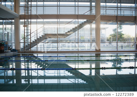 Empty swimming pool with lane markers 12272389