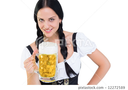 Pretty oktoberfest girl holding beer tankard 12272589