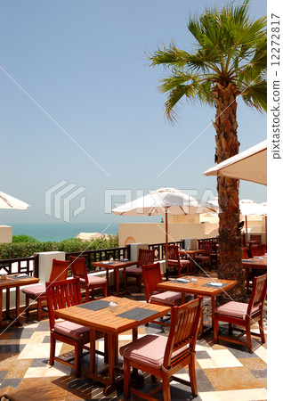 The sea view terrace of restaurant at luxury hotel, Ras Al Khaim The sea view terrace of restaurant at luxury hotel, Ras Al Khaim 12272817