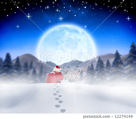 Composite image of santa walking in the snow Composite image of santa walking in the snow 12274149