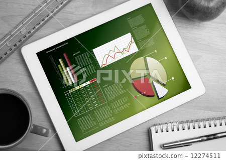 Composite image of business interface with graphs and data 12274511