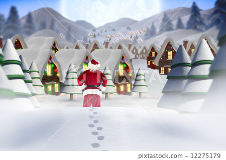 Composite image of santa walking in the snow Composite image of santa walking in the snow 12275179