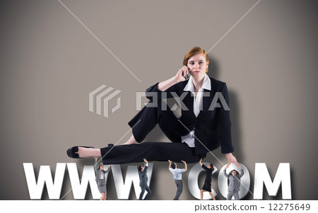 Composite image of business people supporting boss 12275649