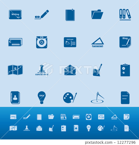 Writing related color icons on blue background 12277296