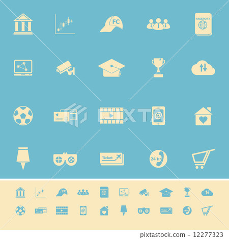 General online color icons on light blue background 12277323