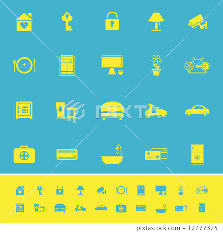 General home stay color icons on blue background 12277325