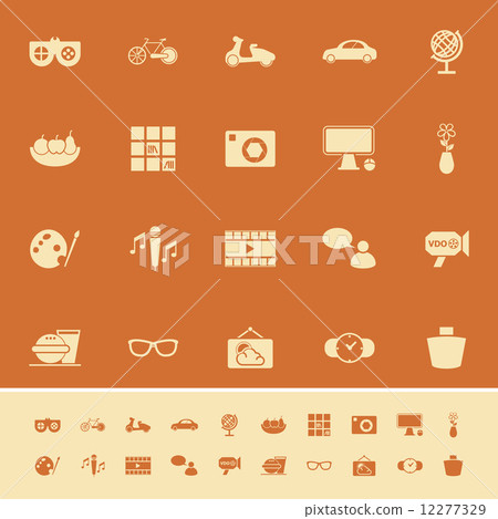 Favorite and like color icons on orange background 12277329