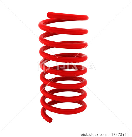 3d render of red spring on white 12278561