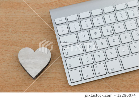 Wooden Heart next to Keyboard Wooden Heart next to Keyboard 12280074