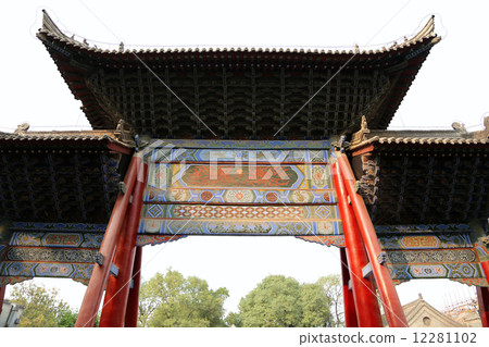 entrance to a Buddhist temple  -- Xian (Sian, Xi'an), Shaanxi province, China 12281102