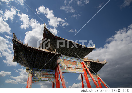 entrance to a Buddhist temple  -- Xian (Sian, Xi'an), Shaanxi province, China 12281108