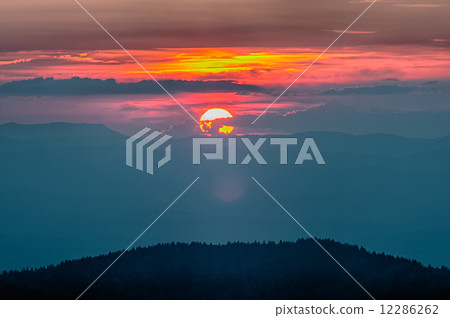 Blue Ridge Parkway Autumn Sunset over Appalachian Mountains 12286262