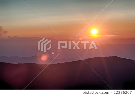 Blue Ridge Parkway Autumn Sunset over Appalachian Mountains 12286267