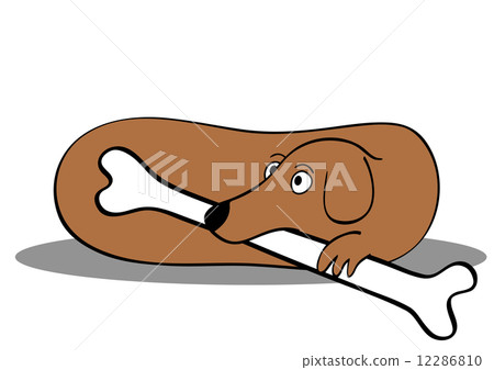 lying dog with bone - vector lying dog with bone - vector 12286810