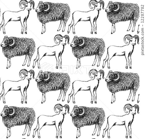 Sketch New Year ram in vintage style Sketch New Year ram in vintage style 12287782