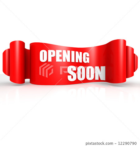 Opening soon red wave ribbon 12290790