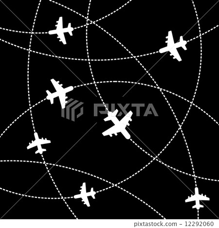 Airplanes Background with Trajectory. Vector 12292060