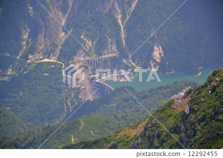 A magnificent view of Kurobe Dam overlooking Fuji's fold A magnificent view of Kurobe Dam overlooking Fuji's fold 12292455