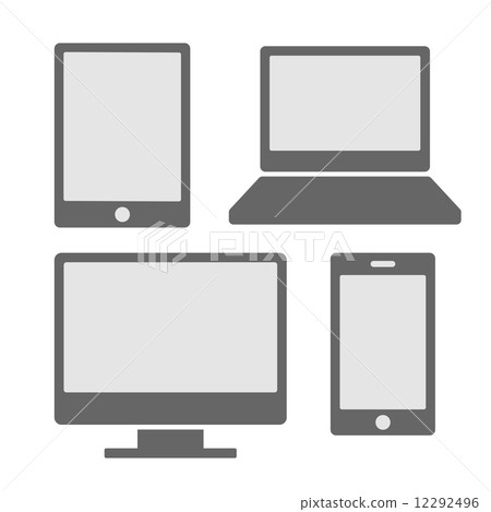 Electronic Devices Icons With White Blank Screens. Smartphones, Tablets, Computer Monitor, Laptop. V Electronic Devices Icons With White Blank Screens. Smartphones, Tablets, Computer Monitor, Laptop. V 12292496