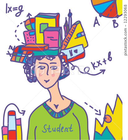 Student with books, data, infographics 12293068
