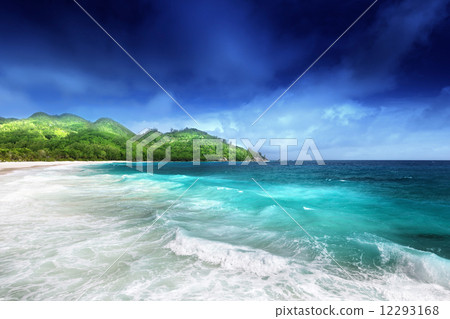 beach at Mahe island, Seychelles 12293168