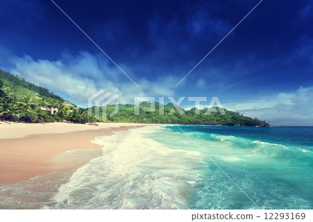beach at Mahe island, Seychelles 12293169