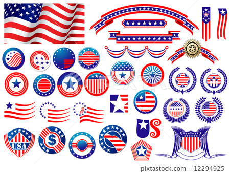 Patriotic American badges and labels 12294925