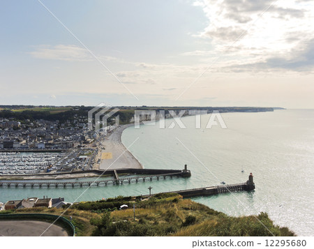 English Channel coast and Etretat town in Normandy 12295680