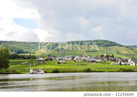 Ellenz Poltersdorf village on Moselle riverbank Ellenz Poltersdorf village on Moselle riverbank 12295684