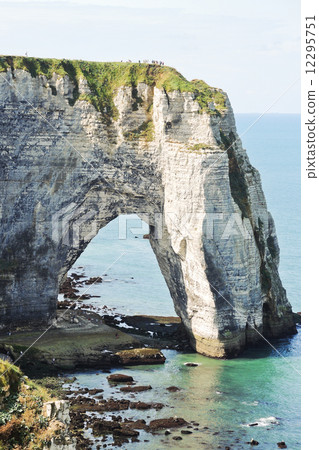 view of rock with arch on english channel beach view of rock with arch on english channel beach 12295751