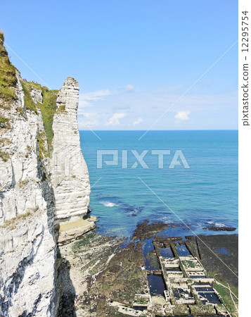 view of oyster farm and cliff on english channel view of oyster farm and cliff on english channel 12295754