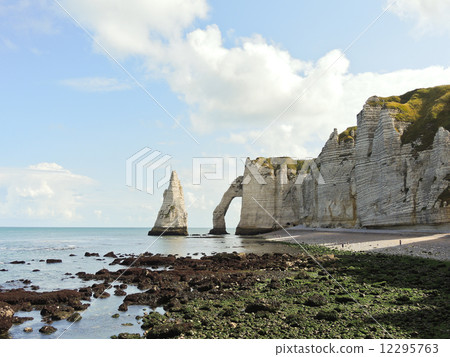natural cliffs on beach during low tide 12295763