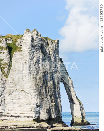 view of cape with arch on beach of etretat 12295780