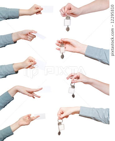 set of hand with blank keyring and card set of hand with blank keyring and card 12295810
