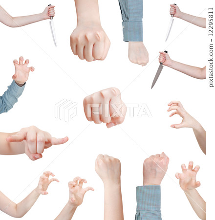 set of attacking female hand gesture 12295811