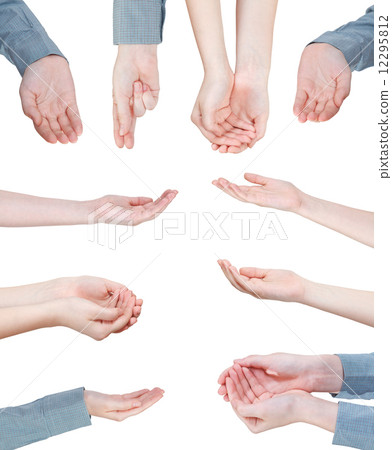set of helping palms - hand gesture 12295812