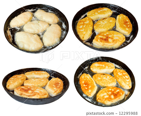 set of frying pan with few cooking patties set of frying pan with few cooking patties 12295988