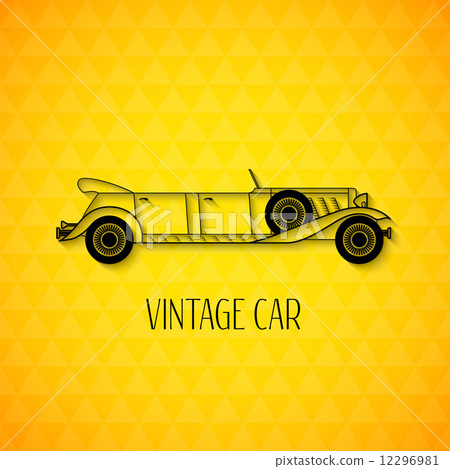 Retro limousine cabriolet car, vintage outline style 12296981
