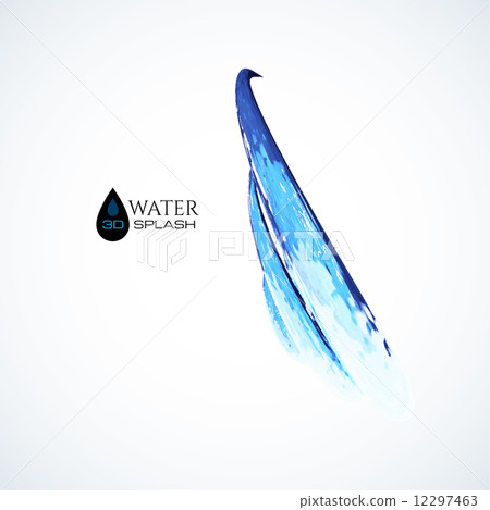 Blue 3D water splash isolated on white 12297463