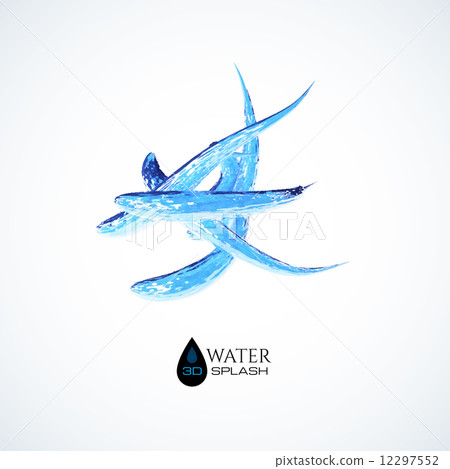 Blue 3D water splash isolated on white 12297552