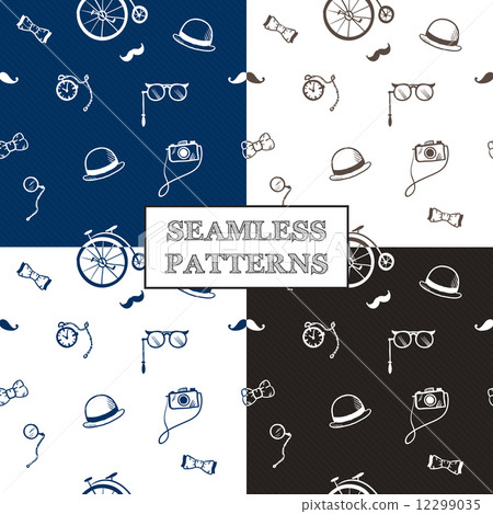 Vector hand drawn hipster seamless patterns set - Stock Illustration ...