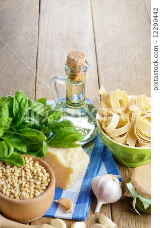 Ingredients for pesto sauce Ingredients for pesto sauce 12299442