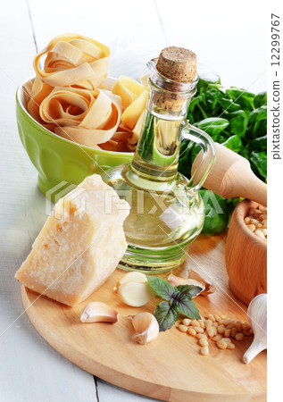Ingredients for pasta pesto 12299767